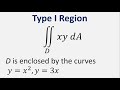 Evaluate double integral as type I region. xy dA , D is enclosed by curves y = x^3 , y = 3x