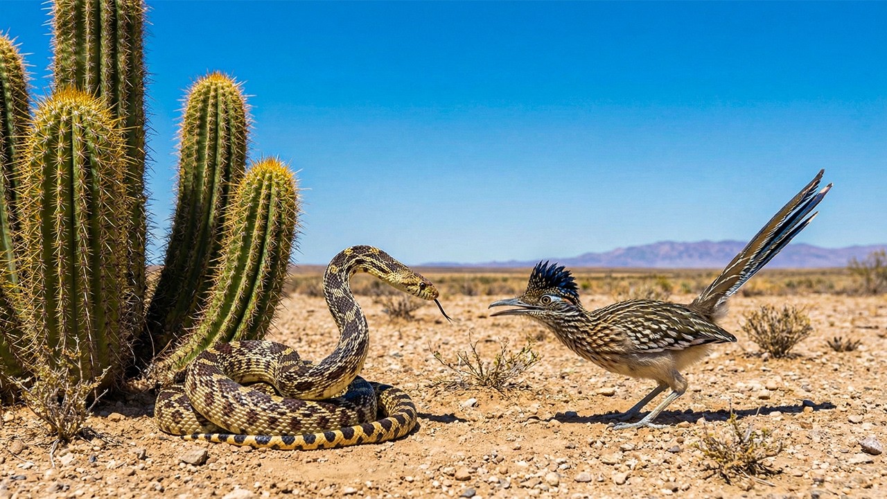 Roadrunner vs Rattlesnake! Desert Showdown Caught on Camera. - YouTube