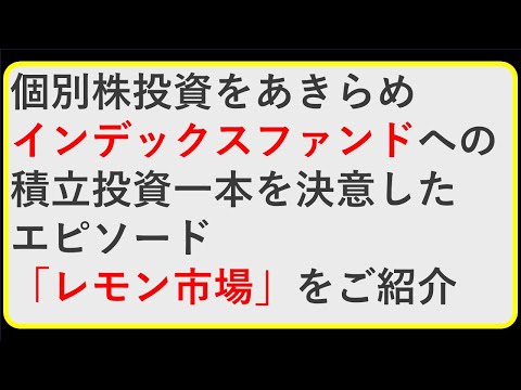 個別株投資をあきらめインデックスファンドへの積立投資を決意したエピソード「レモン市場」をご紹介