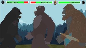 [DC2] Kong 2021 vs Kong 2017 vs Kong 2005 | Part 2 | ANIMATION with healthbars