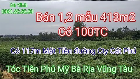 Bán đất Xã Tóc Tiên Gần 1,2 mẫu 413m2 - 117m Mặt Tiền đường Cát Phú Tóc Tiên Phú Mỹ BRVT giá rẻ