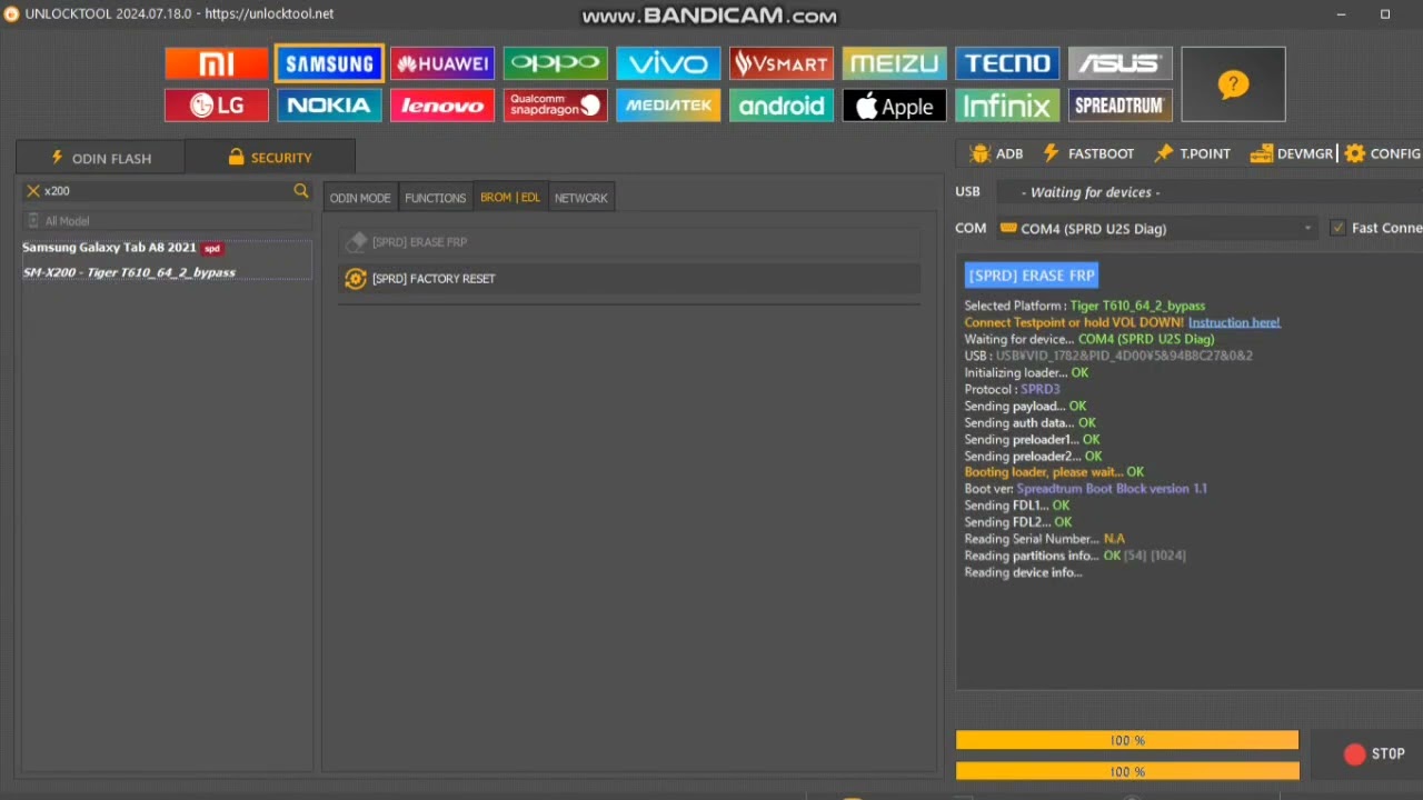 Samsung Galaxy Tab A8 10.5 (2021) x205 x200 Frp Remove Just One  Click Unlock tool net