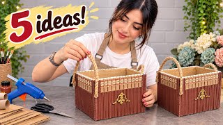 From Trash to WOW! 🤯 5 Cardboard DIY Ideas