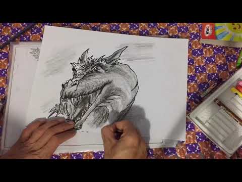 Video Vẽ Đầu Rồng Kết hợp bút bi, bút chì, bút lông, màu sáp... - youtube