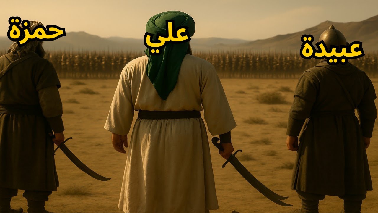 غزوة بدر - أول معركة للمسلمين, شجاعة علي وحمزة وعبيدة وكانك تعيش الأحداث 