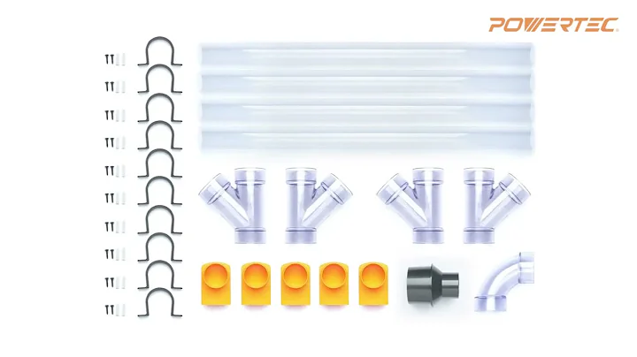 2-1/2" Dust Collection Fittings Network Kit (70304) - POWERTEC Woodworking Tools & Accessories