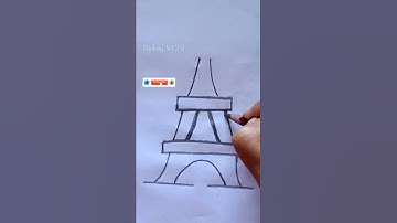 Draw A Cute Eiffel Tower... #short #drawing #mickeyarts