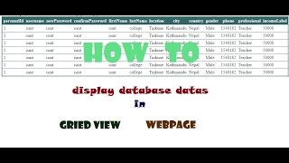 how to display database records in grid view in web page