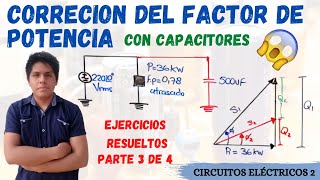 CORRECCION DEL FACTOR DE POTENCIA MONOFASICO 1 EJERCICIO RESUELTO [Paso a PASO desde 0]