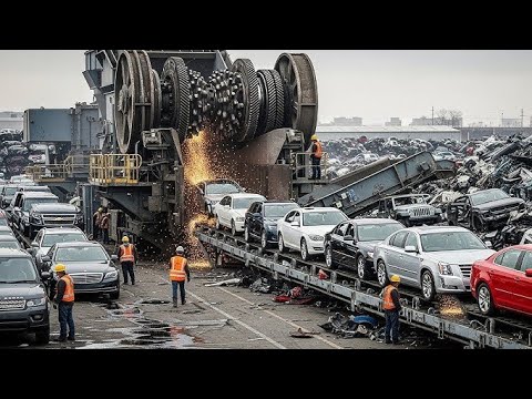 How Millions Of Old Cars Are Recycled Into New Steel   Massive Car Recycling Line