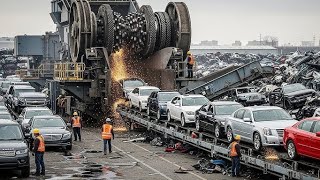 How Millions Of Old Cars Are Recycled Into New Steel   Massive Car Recycling Line
