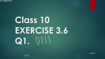 Class - 10th, Ex - 3.6, Q1 (iii) Maths (Pair of Linear Equations in Two Variables) NCERT CBSE