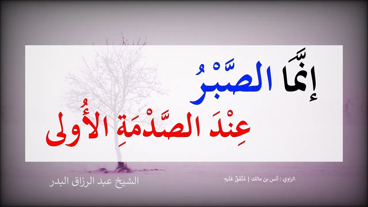 إنما الصبر عند الصدمة الأولى = الشيخ عبد الرزاق البدر