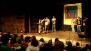 Johnny B singing to the crowd