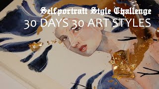 I drew for 30 days trying 30 different art styles (quick recap) | Selfportrait Style Challenge
