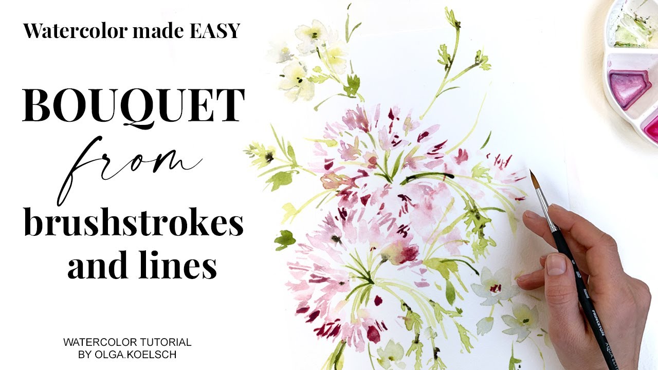 TRY THIS relaxing watercolor bouquet painting! (From Simple brushstrokes to painting a bouquet)