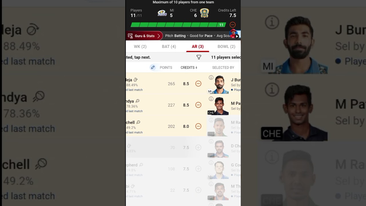 MI vs CSK Dream11 prediction Team 