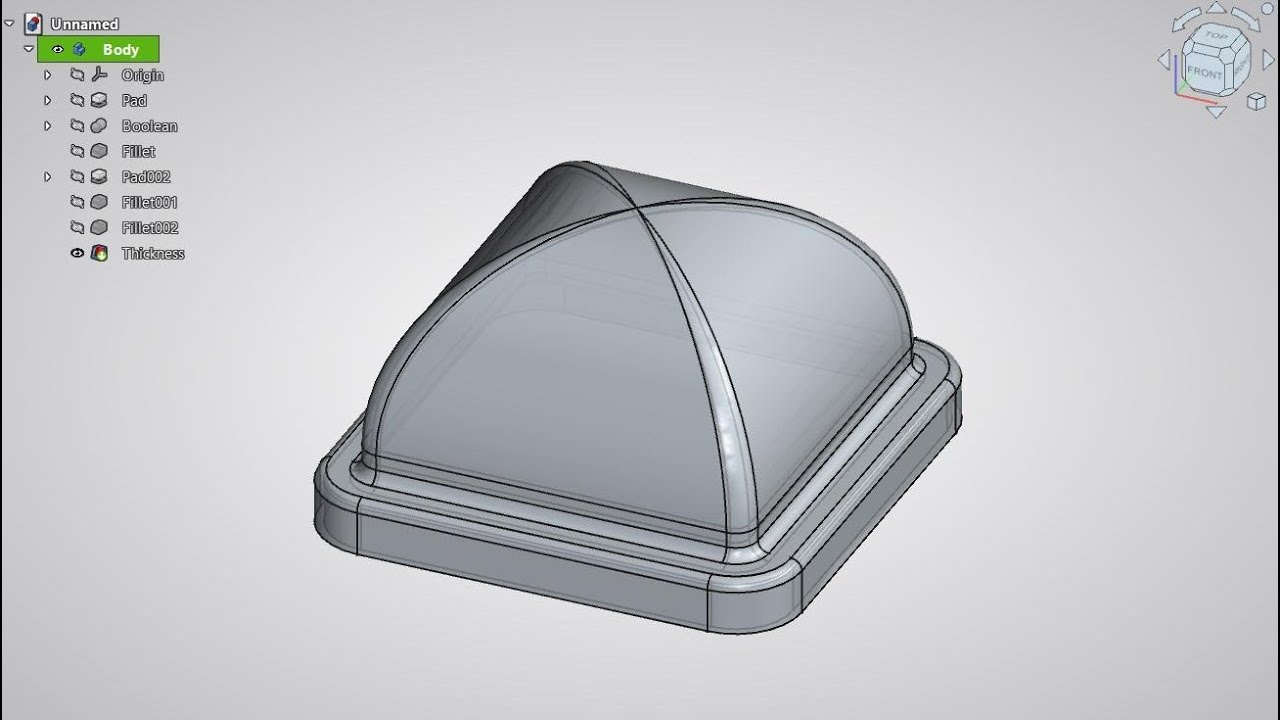 FreeCAD Hollow Dome Model in Under 2 Mins