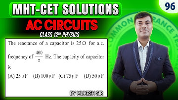 The reactance of a capacitor is 25 ohm for an AC frequency of 400 divided  || PGMN Solutions