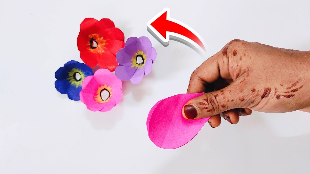 Easy Paper Flower Making | How to paper flowers | Flower Making Step By Step | Besty Crafts 