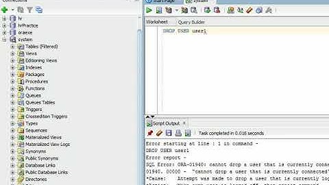 Oracle--How to drop a user.