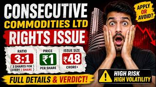 Consecutive Commodities Rights Issue 2026 | ₹1 Mega Offer – Apply or Avoid?