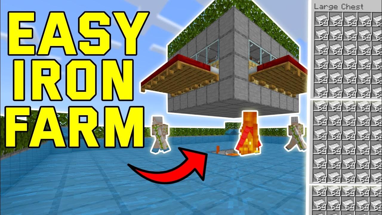 Easy simple iron farm minecraft 1 21 bedrock mcpe ps4 xbox youtube