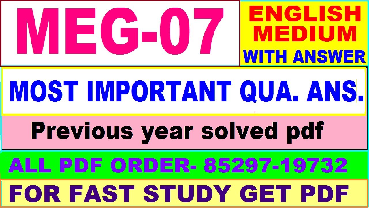meg 07 important questions with ans / meg 7 previous year question paper / ma english study