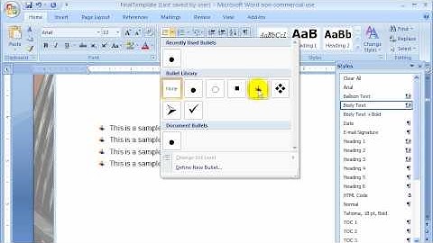 How To Create a Bulleted List in MS Word 2007