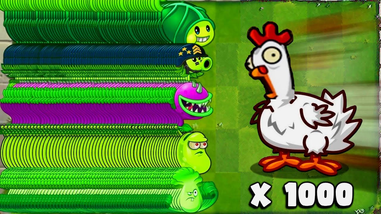 PvZ2 Challenge! 300 Plants level1 Vs 1000 Zombie Chicken - Who will Win ...
