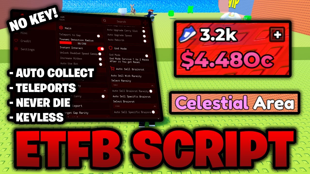 Escape Tsunami For Brainrots Script NO KEY – Auto Collect, Auto Pickup & Teleport