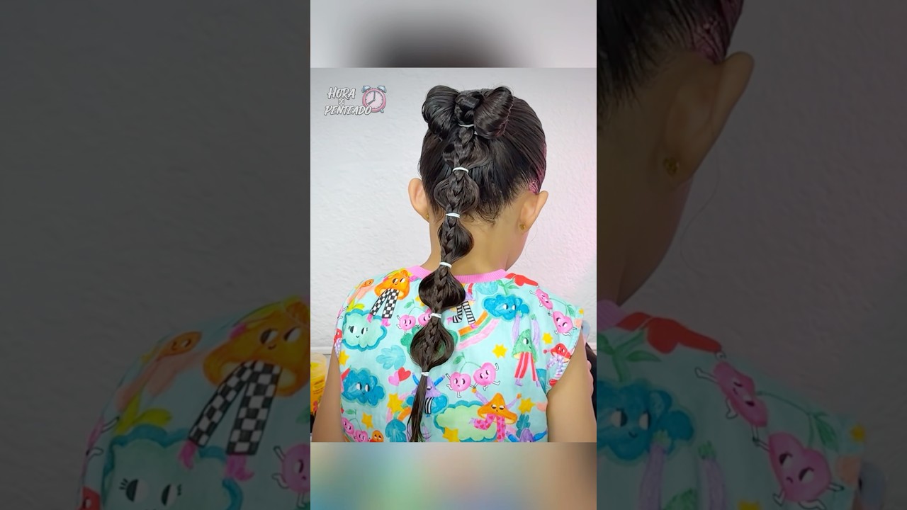 ❤️ penteado fácil e rápido com liguinhas e laço feito de cabelo