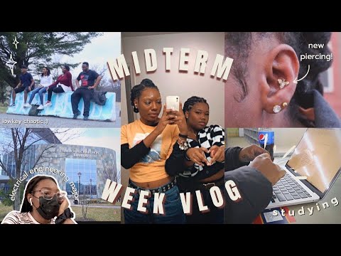 MIDTERM WEEK VLOG | week in my life at Morgan State Uni (new piercing, exams, studying, & more)