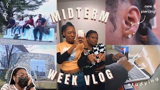 MIDTERM WEEK VLOG | week in my life at Morgan State Uni (new piercing, exams, studying, & more)