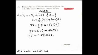 2019 MSCE MANEB QUESTION (ARITHMETIC PROGRESSION)