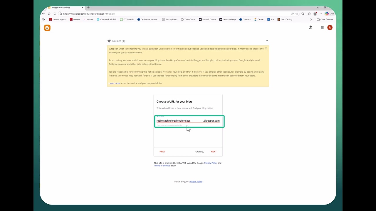 Create a blog in Blogger
