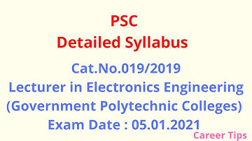 Lecturer in Electronics Engineering(Govt. Polytechnic Colleges) Detailed Syllabus PSC Cat.No.19/2019
