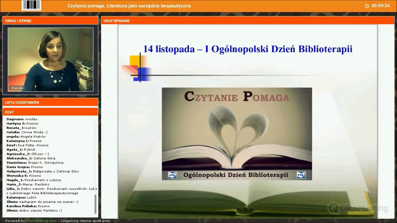 Czytanie pomaga. Literatura jako narzędzie terapeutyczne. Webinarium