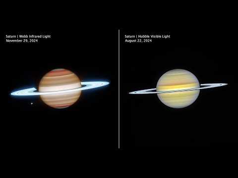 Saturno sotto lo sguardo di Webb e Hubble