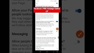 Facebook page message on off setting. #shorts #techbeta #betatech #settings #fbpage #messageonoff