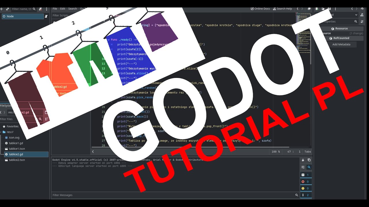 Godot tutorial po polsku 5 - tablice (arrays) w GDScript - YouTube
