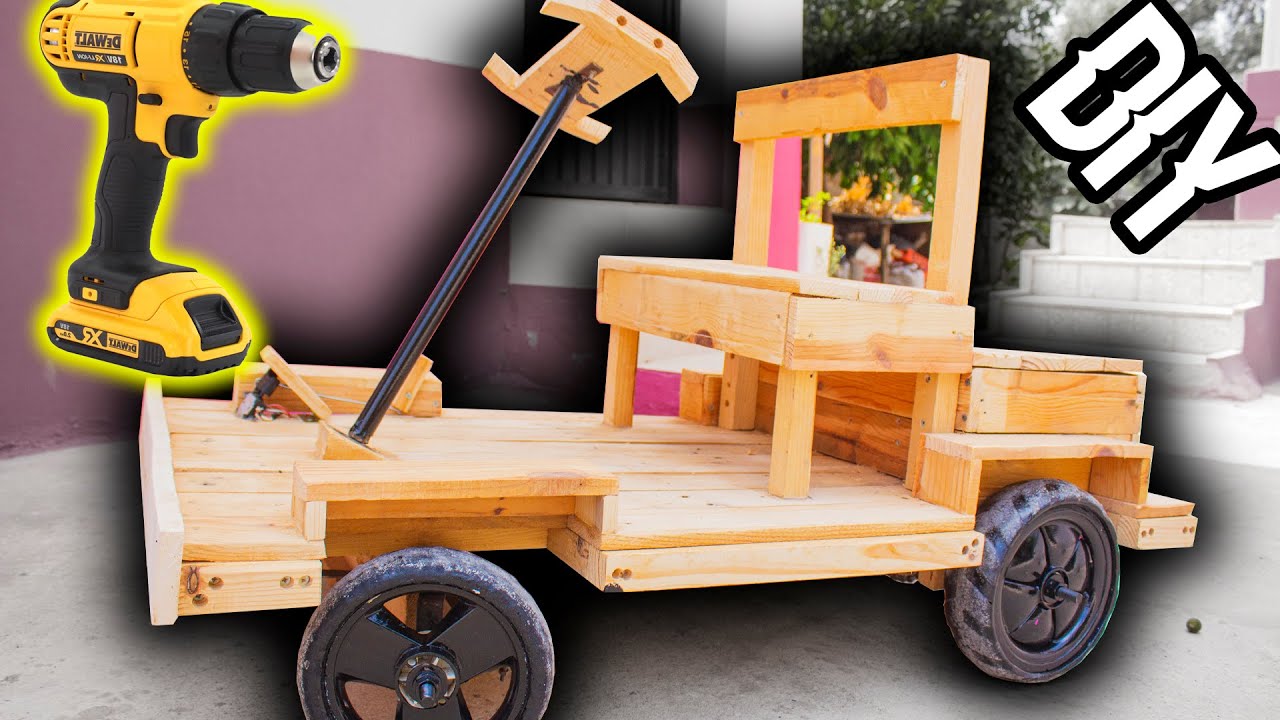 DIY GO KART /HOW TO BUILD ELECTRIC CAR AT HOME/صنع سيارة كهربائية من الخشب