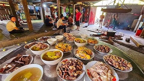 Cỗ 4 mâm lợn 52kg ăn rằm tháng 7 To nhất người dao áo dài Đặc sản toàn món ngon. Nguyễn Tất Thắng