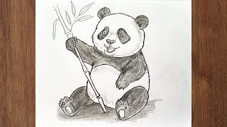 How to draw cute Panda with Bamboo Stick || Easy Pencil Sketch fo Beginners  screenshot 1