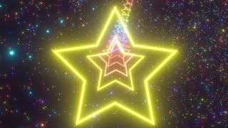 Travel Inside Neon Glowing Star Shaped Glowing Sparkle Tunnel Loops 4K Moving Wallpaper Background