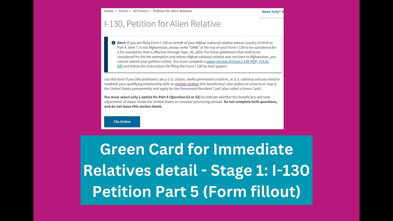 Green Card for Immediate Relatives detail - Stage 1: I-130 Petition ...