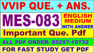 MES 083 important questions with answer in English | mes 083 Previous Year Question Paper