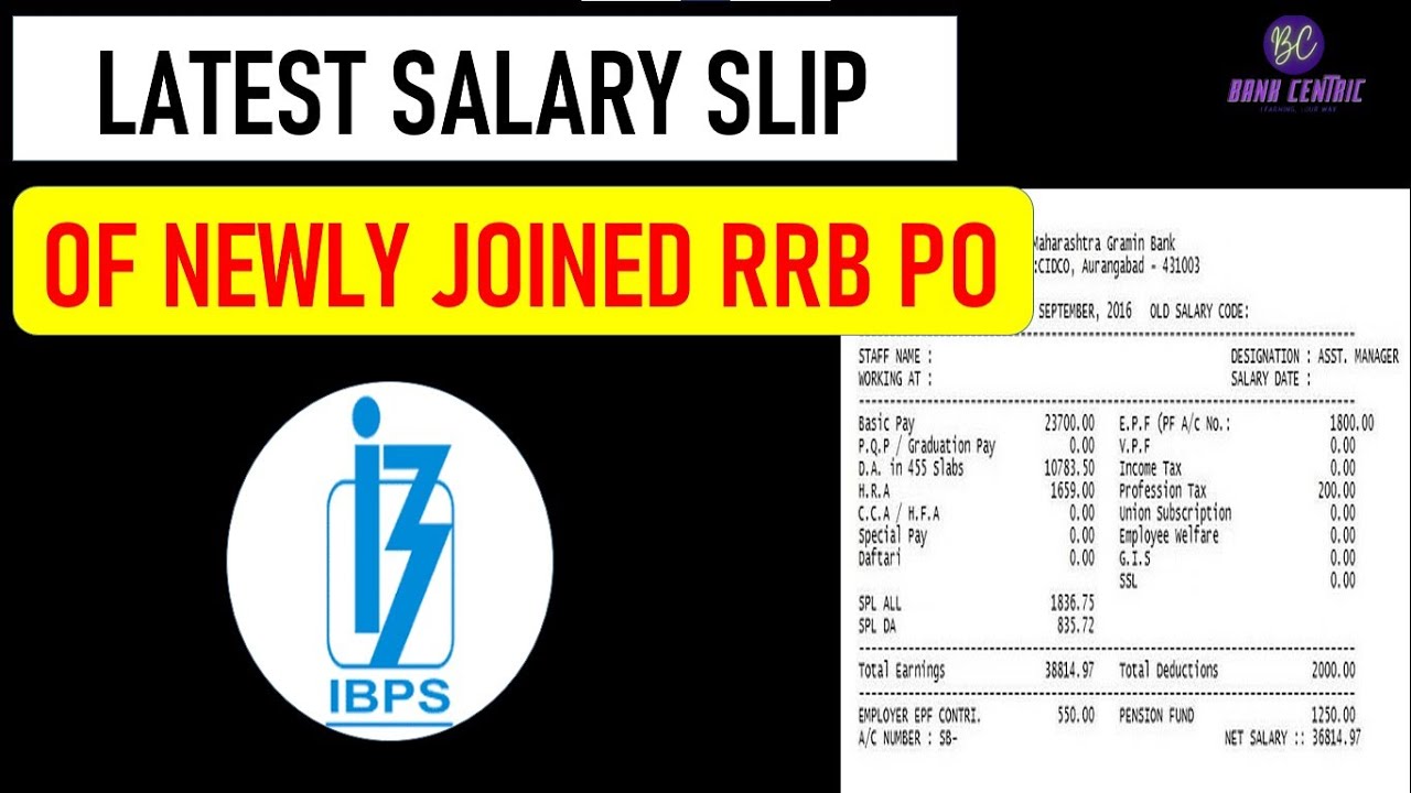 🔴IBPS RRB PO 2022 NEW JOINEE SALARY SLIP - YouTube
