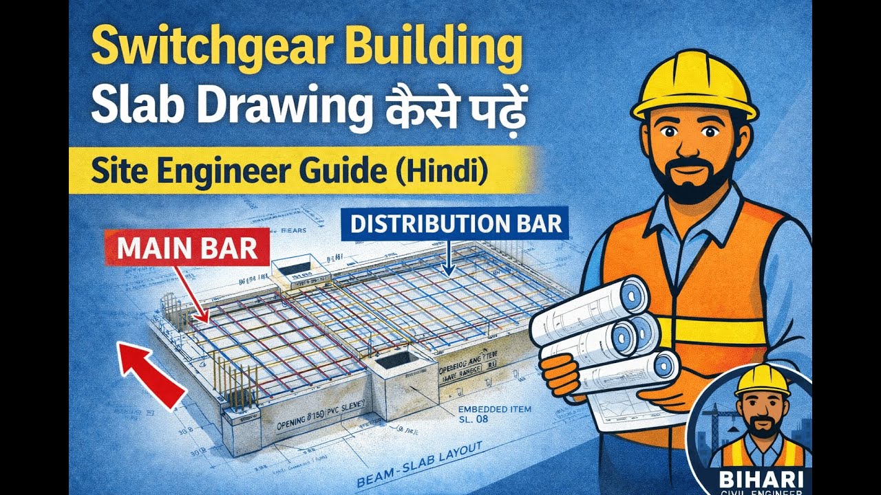 Switchgear Building Slab Drawing कैसे पढ़ें  Site Engineer Guide Hindi
