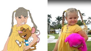 Diana and Roma Chilling with their dad at park - Diana and Roma meme drawing
